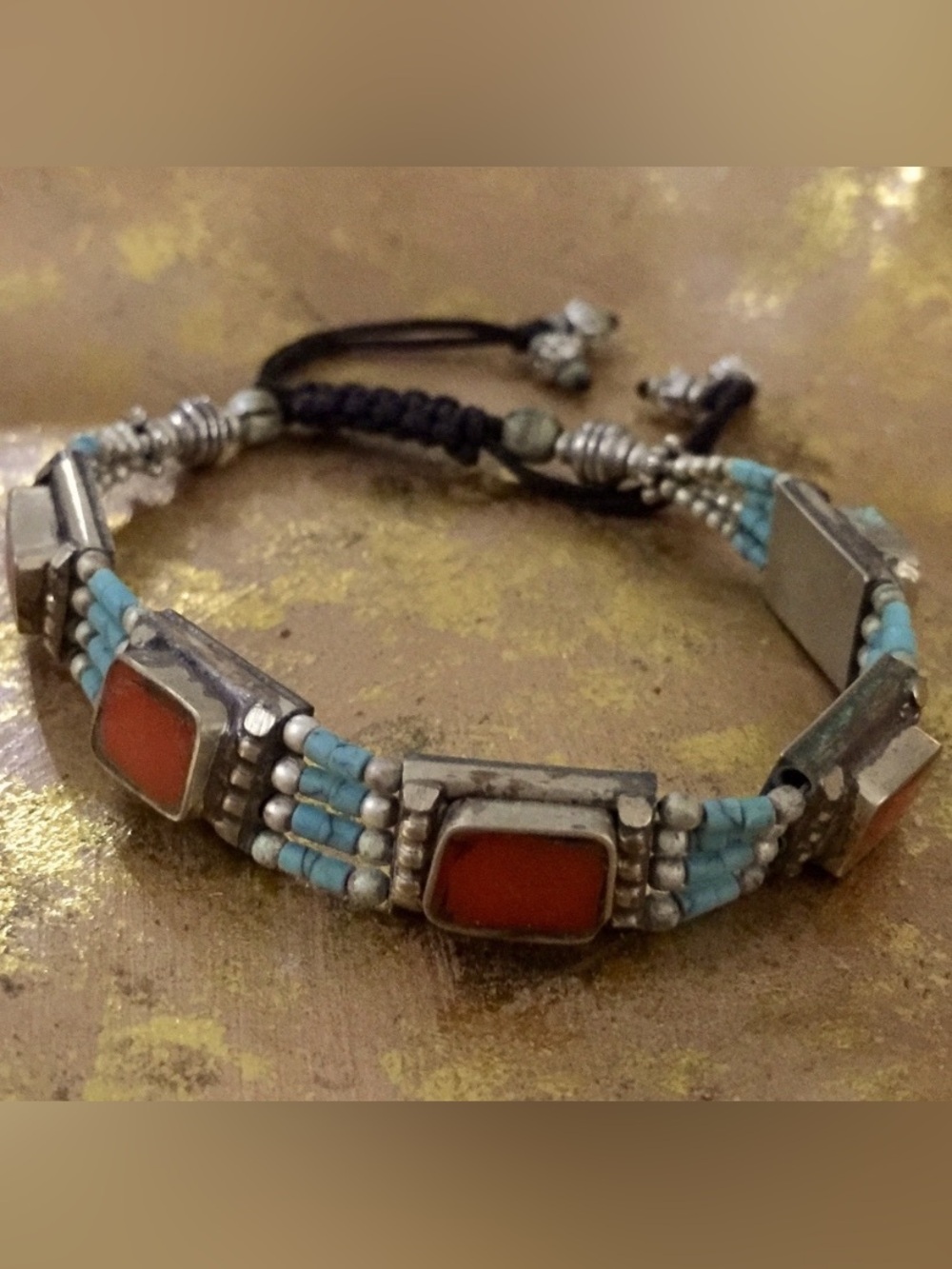 Tibetan Silver Bracelet2 with Turquoise and Coral